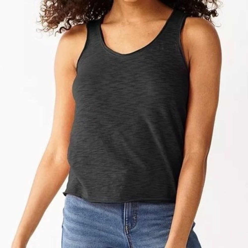 Juniors NWT SO Relaxed Scoopneck Tank Top Black Luxe Medium